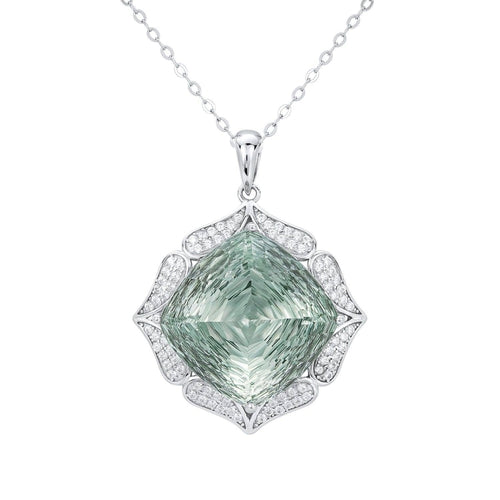 Luxury Sweater Chain Femininity S925 Silver Set Large Natural Green