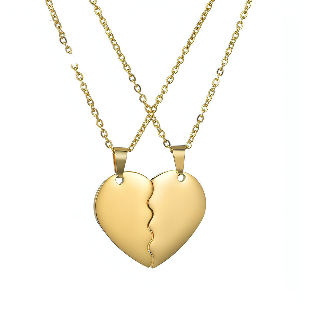 💞 Couple Heart Puzzle Necklace â€?Two Halves, One Love